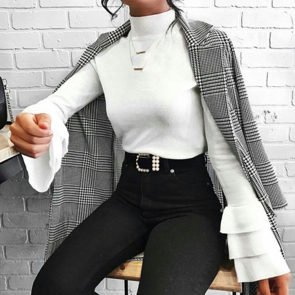 Gingham Black and White Coat